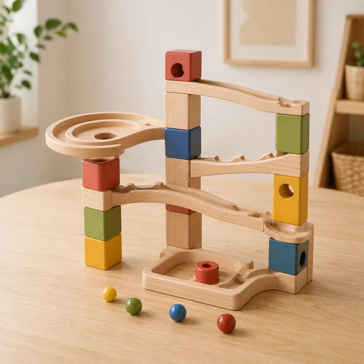 Wooden marble run